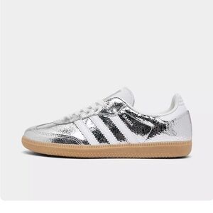adidas Samba Silver and White Athletic Shoes